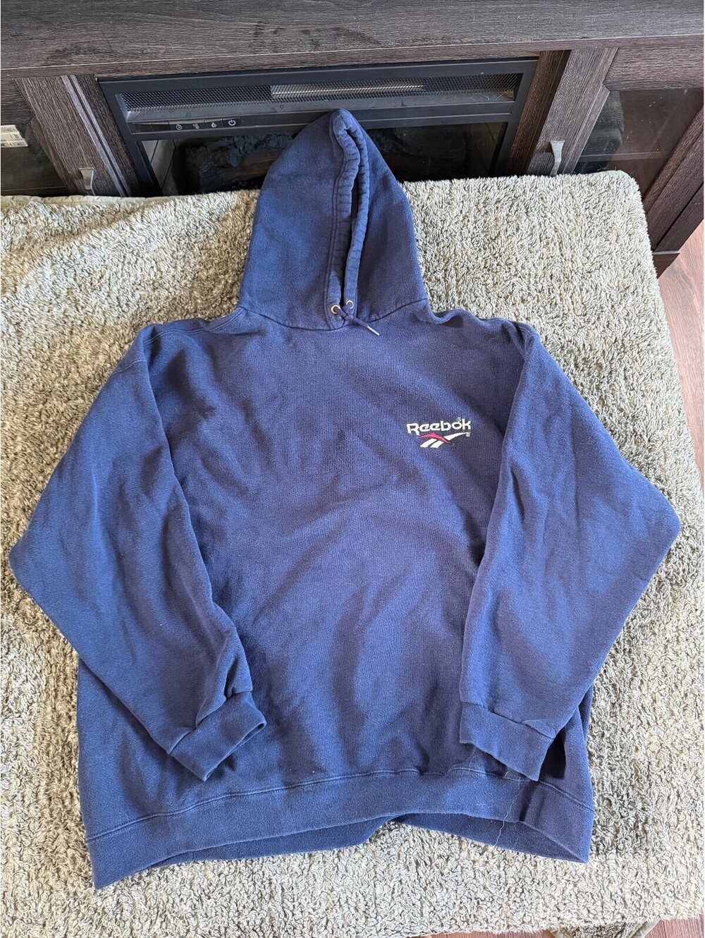 Reebok Navy Blue Hoodie Sweatshirt Size XL Retro Men's